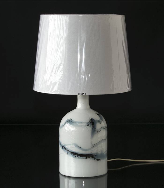 Holmegaard Lamp Art 2 med blå dekoration, bordlampe 28 cm - Udgået af produktion