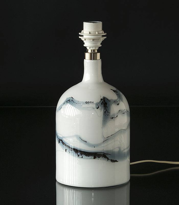 Holmegaard Lamp Art 2 med blå dekoration, bordlampe 28 cm - Udgået af produktion