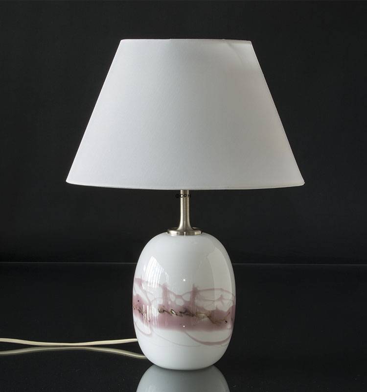 Oval lampeskærm 20 cm i højden, hvid chintz stof