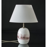 Oval lampeskærm 20 cm i højden, hvid chintz stof