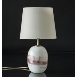 Lampeskærm, rund cylinderformet 21 cm i højden, hvid chintz stof