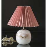 Pleated lamp shade of rose coloured chintz fabric, sidelength 23cm
