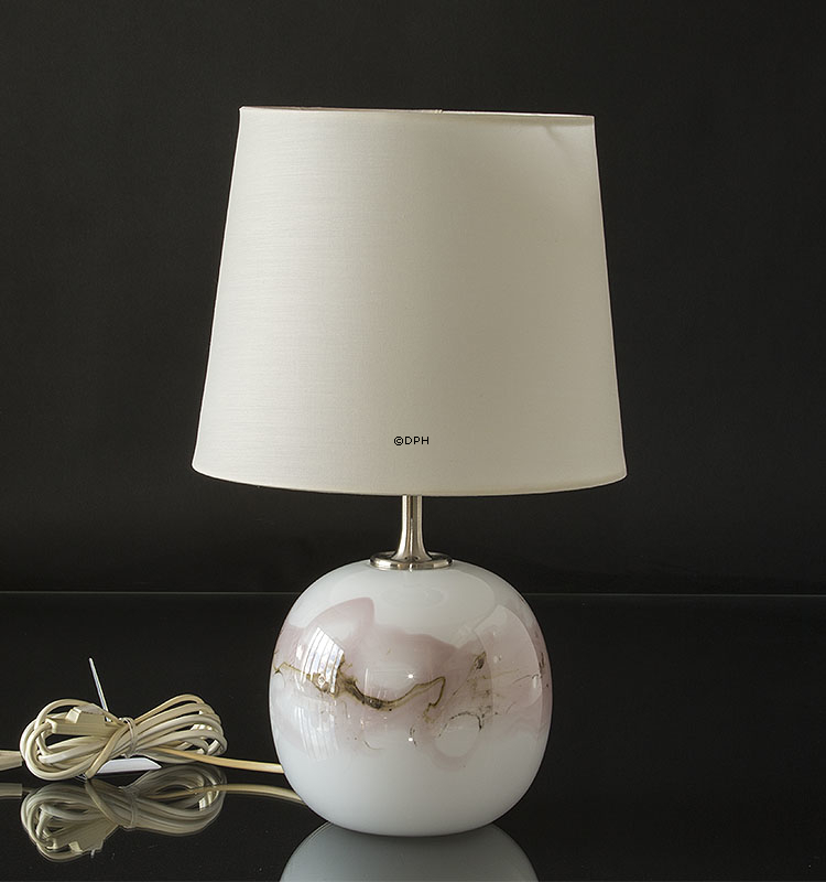 Lampeskærm, rund cylinderformet 21 cm i højden, hvid chintz stof