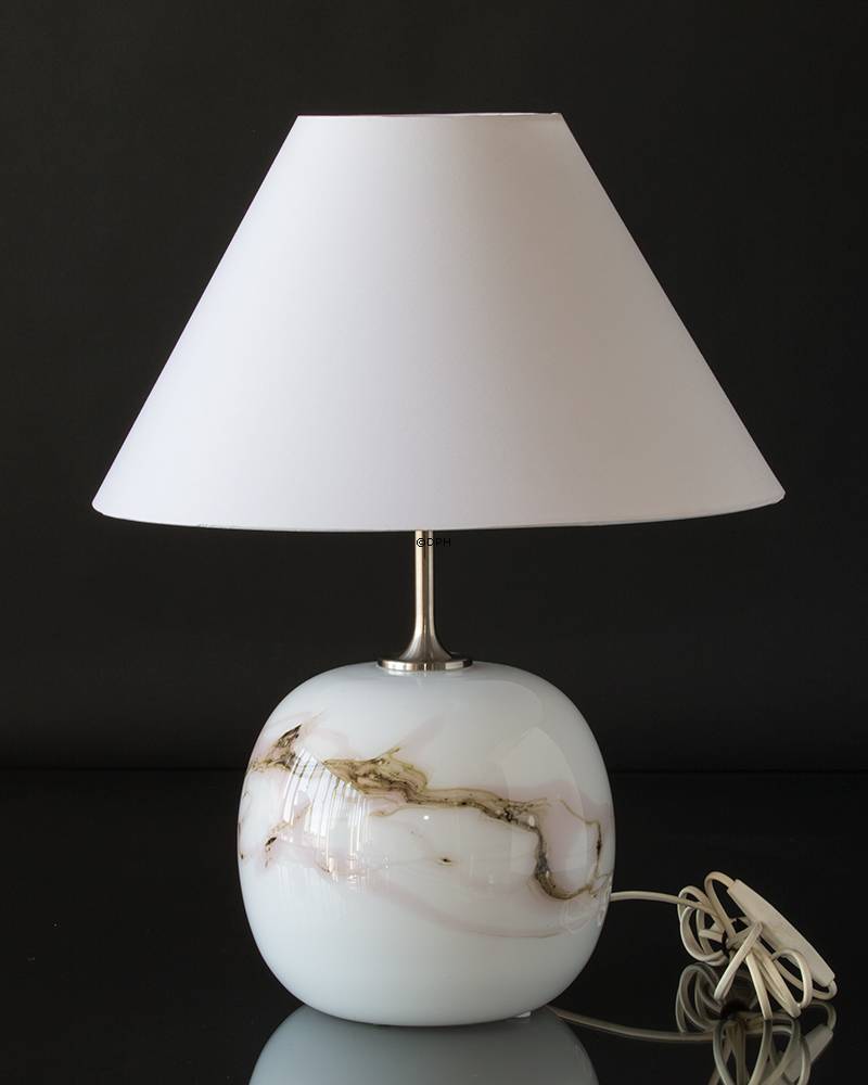 Holmegaard Sakura lampe, Stor rund kugle med rosa striber, Uden skærm - Udgået af produktion