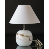 Holmegaard Sakura lampe, Stor rund kugle med rosa striber, Uden skærm - Udgået af produktion