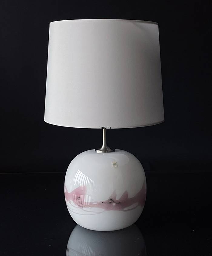 Holmegaard Sakura lampe, Stor rund kugle med rosa striber, Uden skærm - Udgået af produktion