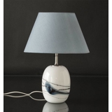 Oval lampshade height 20 cm, light blue silk fabric