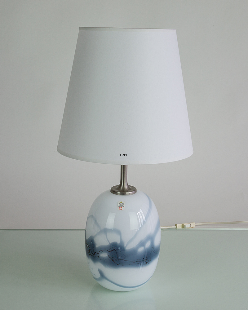 Lampeskærm, rund cylinderformet 21 cm i højden, hvid chintz stof