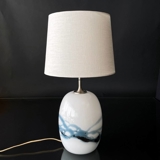 Holmegaard Sakura lampe, Stor, Oval med blå striber, Uden skærm - Udgået af produktion