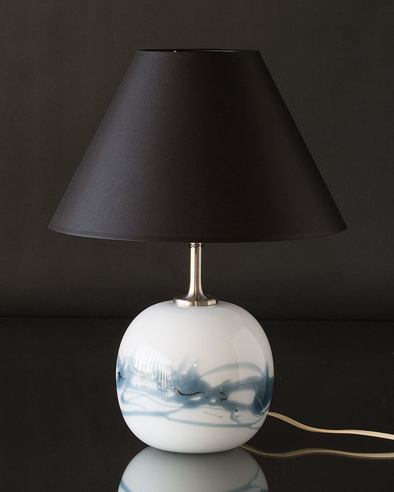 Rund lampeskærm høj model 20 cm i højden, sort chintz stof