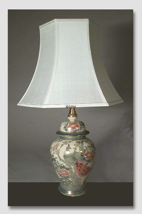 Kutani bordlampe med påfugl