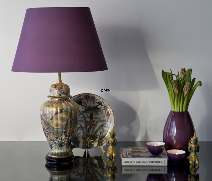 Kutani bordlampe med fugl