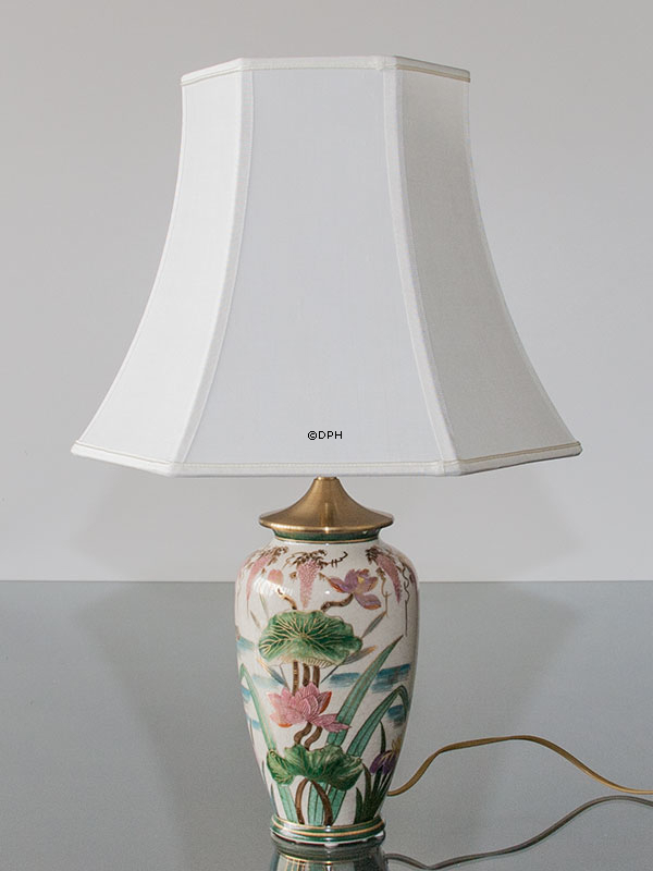 Sekskantet lampeskærm 29 cm i højden, hvid silke