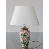 Oval lampshade height 24 cm, off white chintz fabric