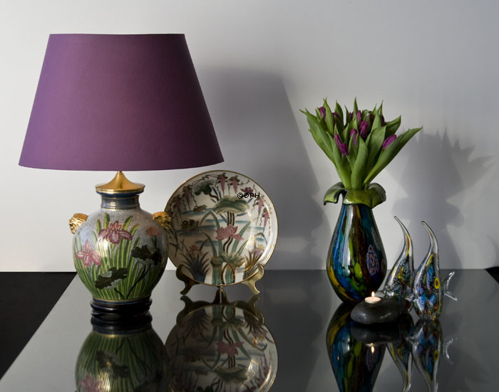 Kutani bordlampe med Løve-øre