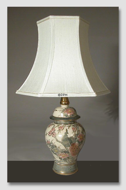 Kutani bordlampe med påfugl