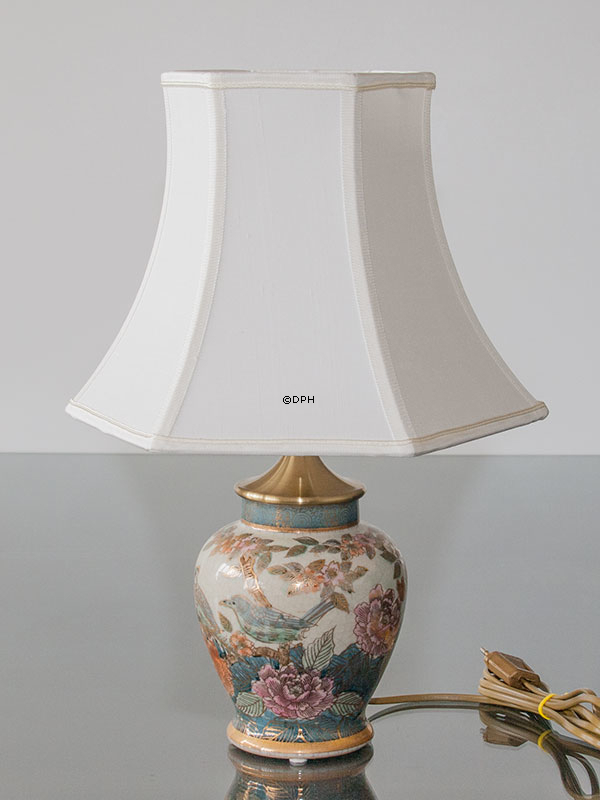 Sekskantet lampeskærm 22 cm i højden, hvid silke