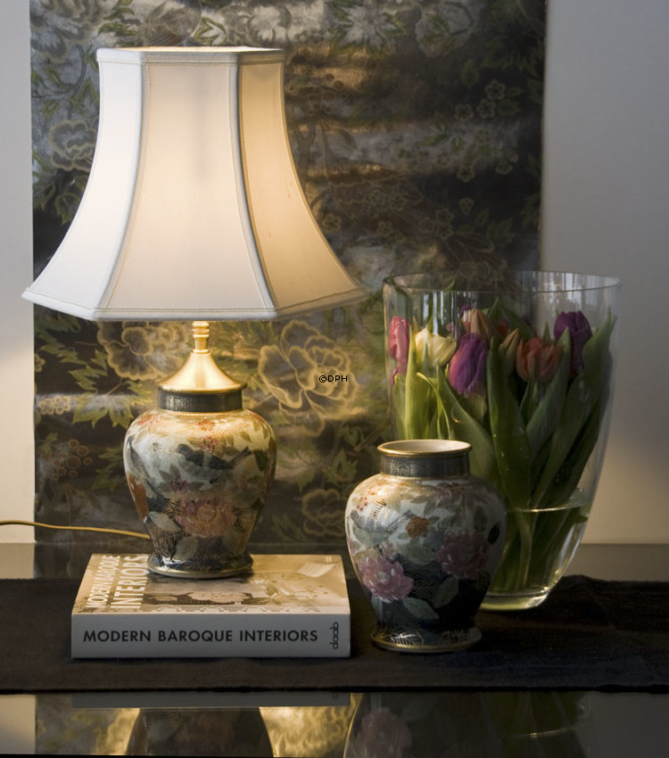 Kutani bordlampe med fugl