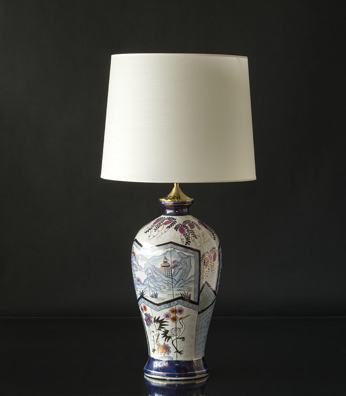 Rund cylinderformet lampeskærm 29 cm i højden, hvid chintz stof