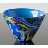 Large Blue Glass Bowl, Hand Blown Glass Art,