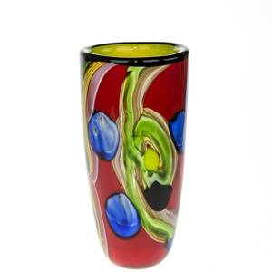 Rød glasvase, 25cm, Glaskunst, Mundblæst, | Nr. 4220 | DPH Trading