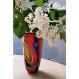 Rød glasvase, 25cm, Glaskunst, Mundblæst