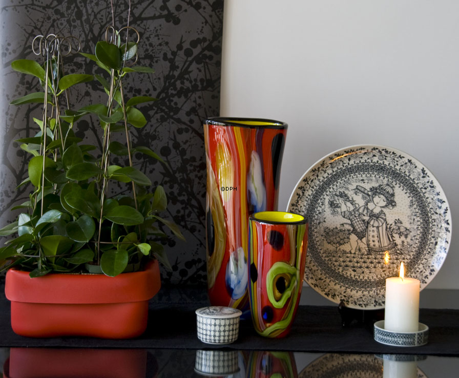 Rød glasvase, 25cm, Glaskunst, Mundblæst