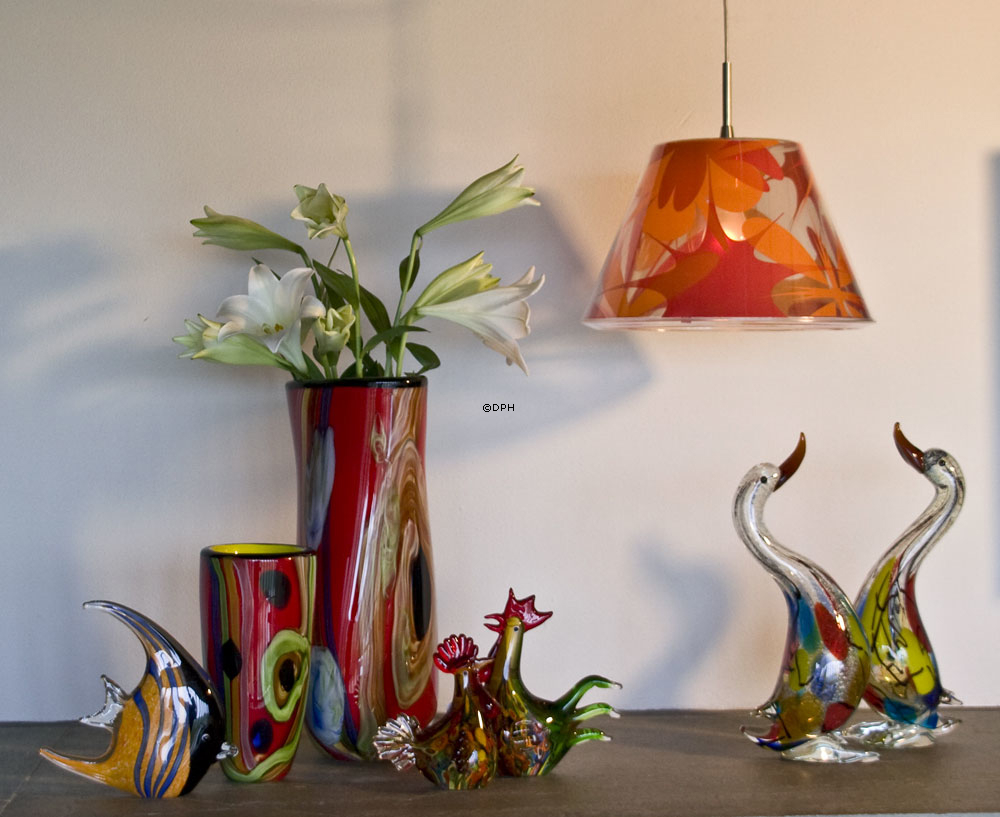 Rød glasvase, 25cm, Glaskunst, Mundblæst