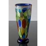 Blaue Glasvase, Große Bodenvase, 42cm, Mundgeblasen,