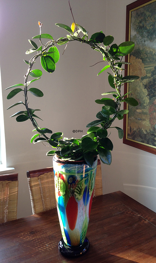 Blå Glasvase - stor gulvvase, 42cm, Glaskunst,