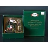 Bottle 1990 and set of 2 Christmas Dram Glasses. Holmegaard Christmas