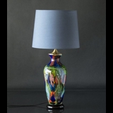 Large Glass Lampe on foot. Blue with green and red, 45 cm, Hand Blown,