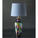 Large Glass Lampe on foot. Blue with green and red, 45 cm, Hand Blown,