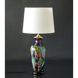 Large Glass Lampe on foot. Blue with green and red, 45 cm, Hand Blown,