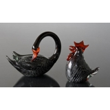 Glas svane i mundblæst i sort, Højde: 15cm, Glaskunst,