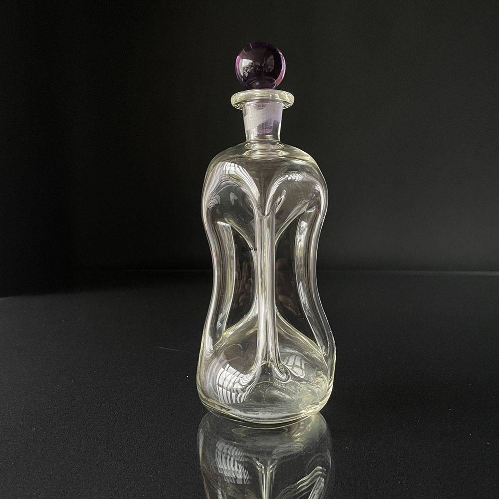 Holmegaard Klukflaske Stor 30 cm m/rosa prop - Gammel