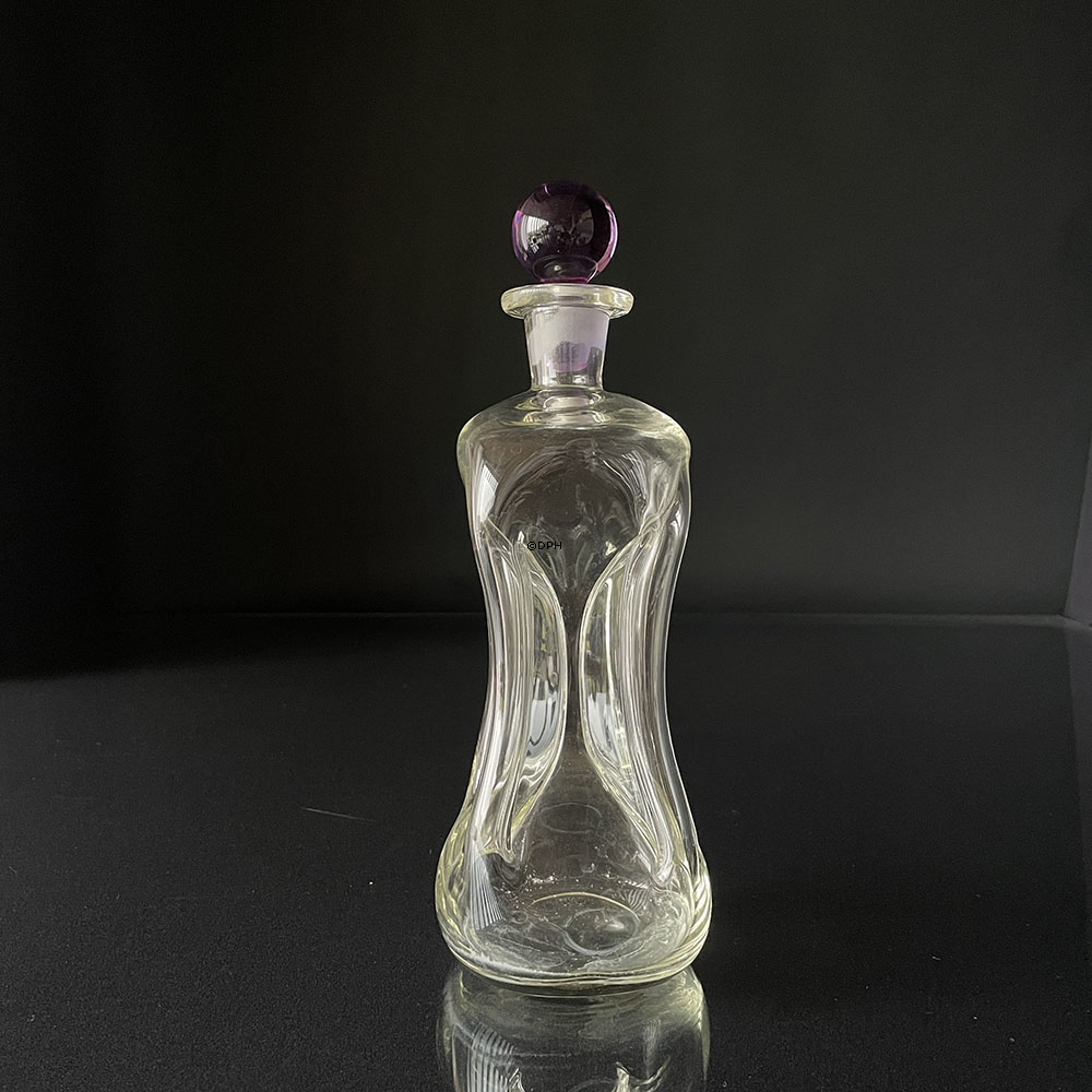 Holmegaard Klukflaske Stor 30 cm m/rosa prop - Gammel