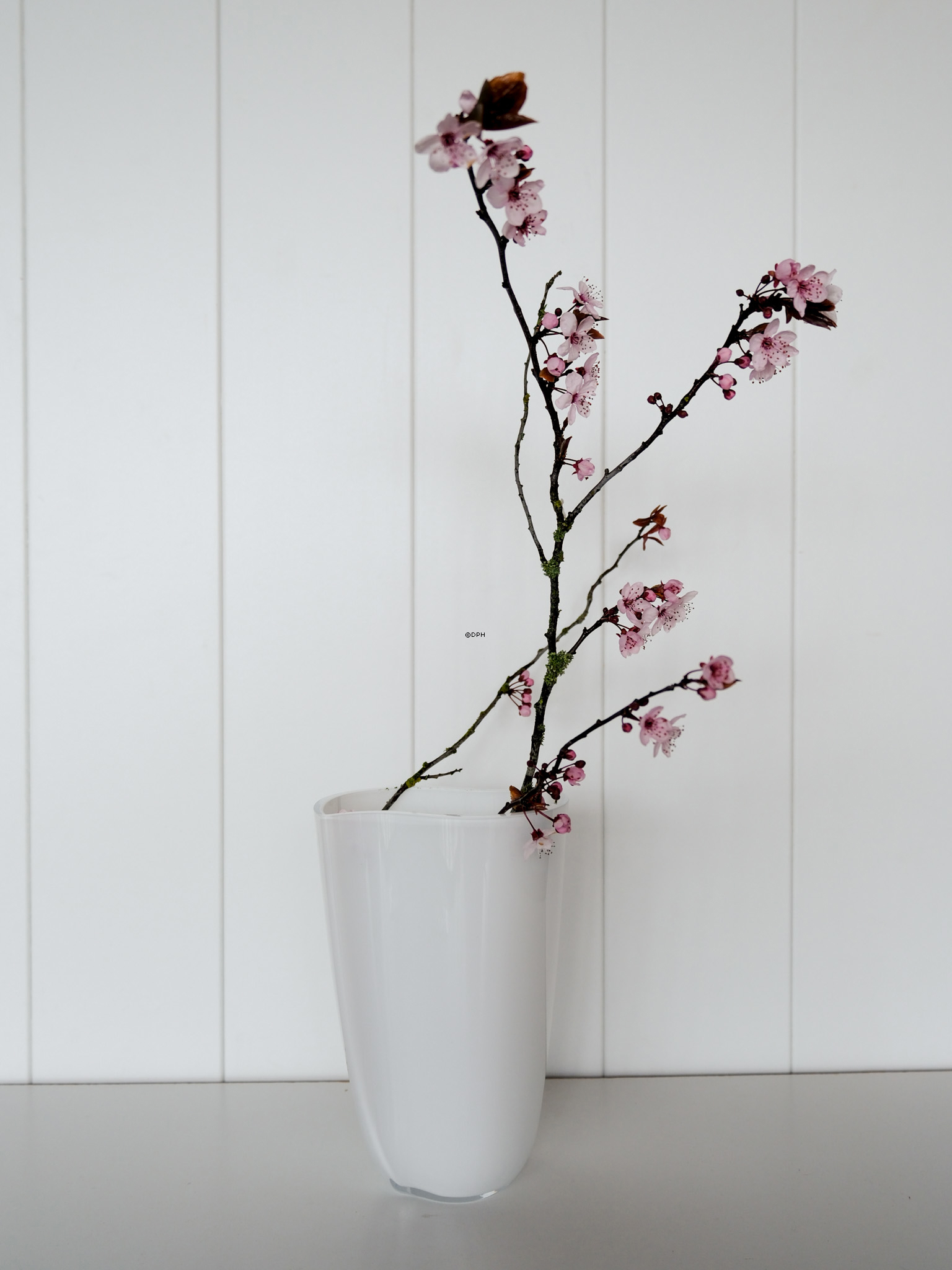 Holmegaard Duet vase, Opal hvid