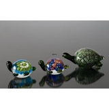 Glas Skildpadde i grønt glas, Mundblæst glasfigur, glaskunst,
