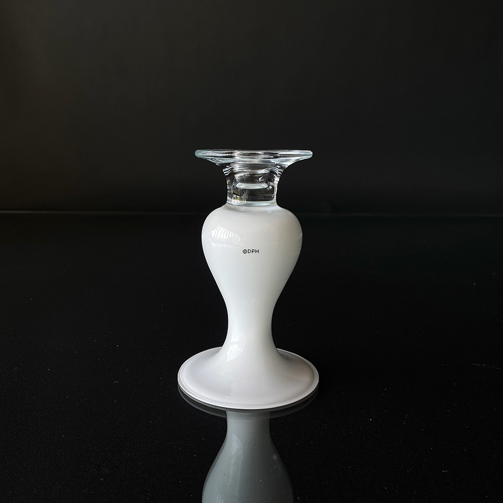 Holmegaard Balustra lysestage, opal/klar glas, lille