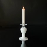Holmegaard Balustra candlestick, opal/clear, small
