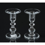 Gamle Holmegaard Charlotte Amalie lysestager, klar, lille, sæt af 2 stk.