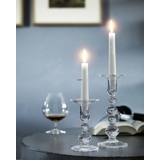 Gamle Holmegaard Charlotte Amalie lysestager, klar, lille, sæt af 2 stk.