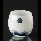 Holmegaard bowl/flower pot (mini size) Atlantis with blue decoration