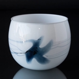 Holmegaard bowl/flower pot (medium size) Atlantis with blue decoration