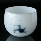 Holmegaard bowl/flower pot (large size) Atlantis with blue decoration