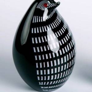 Glas Pingvin, sort med hvidt, Mundblæst glaskunst, | Nr. 4350 | DPH Trading