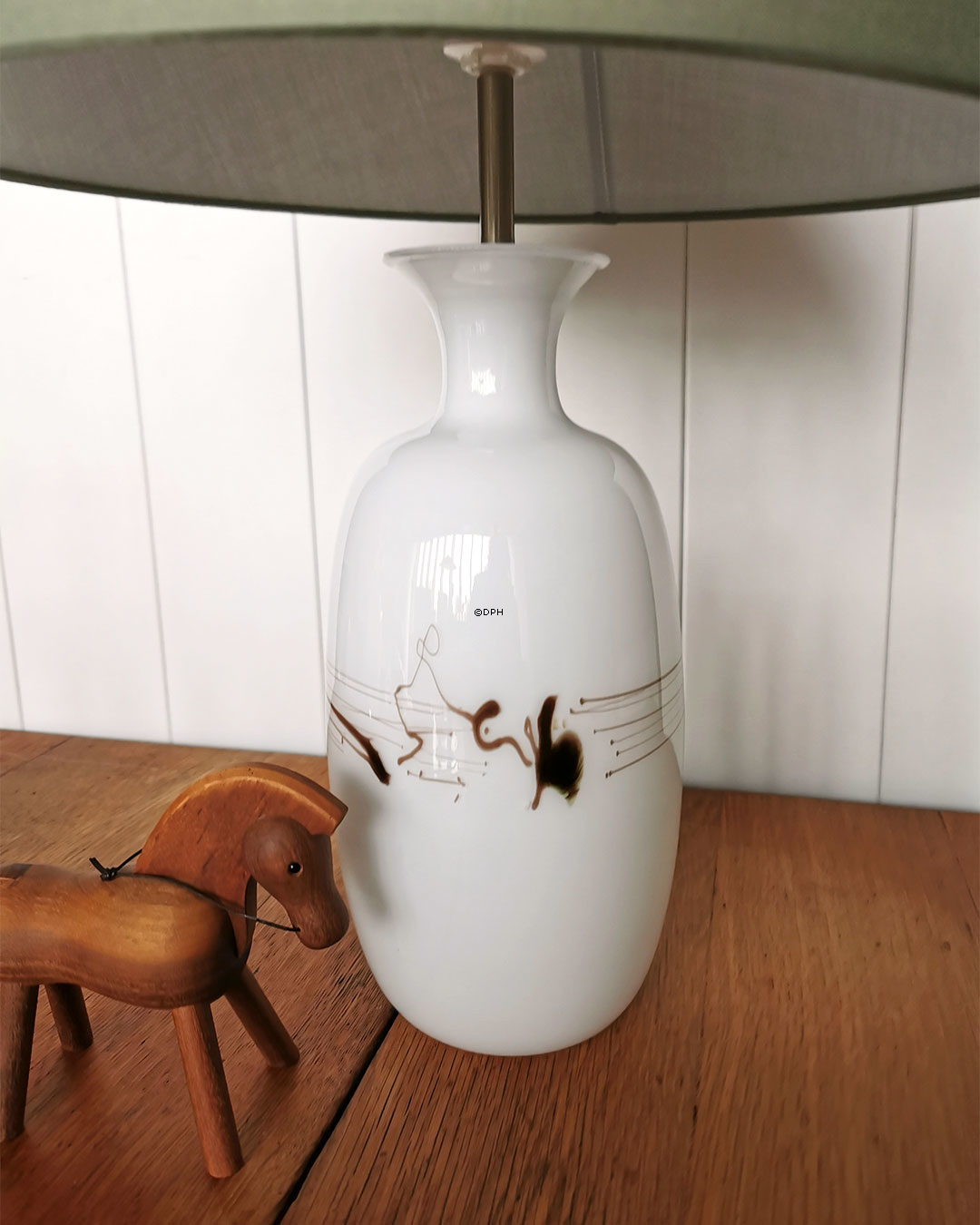 Holmegaard Melody Bordlampe, mellem med dekoration - Udgået af produktion