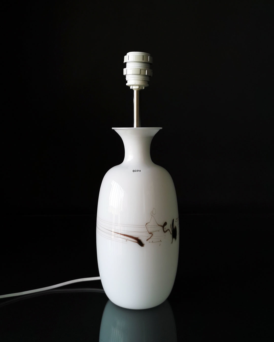 Holmegaard Melody Bordlampe, mellem med dekoration - Udgået af produktion