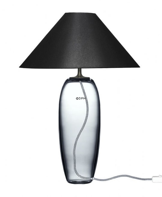 Rund lampeskærm lav model 19 cm, sort chintz stof, (passer til Holmegaard stor Napoli, nr. 4363312 og Holmegaard Grace nr. 4363140 og 4363142)